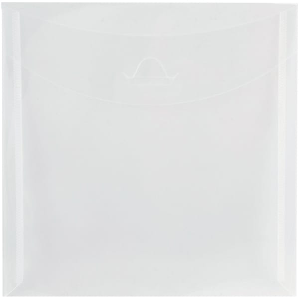 JAM Paper Plastic 6 1/8in x 6 1/8in Envelopes, Tuck Flap Closure, Clear, Pack Of 12