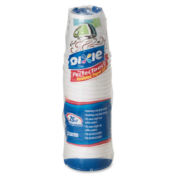Dixie PerfecTouch Insulated Hot Paper Cups, 10 Fl Oz, Pack Of 25 Cups