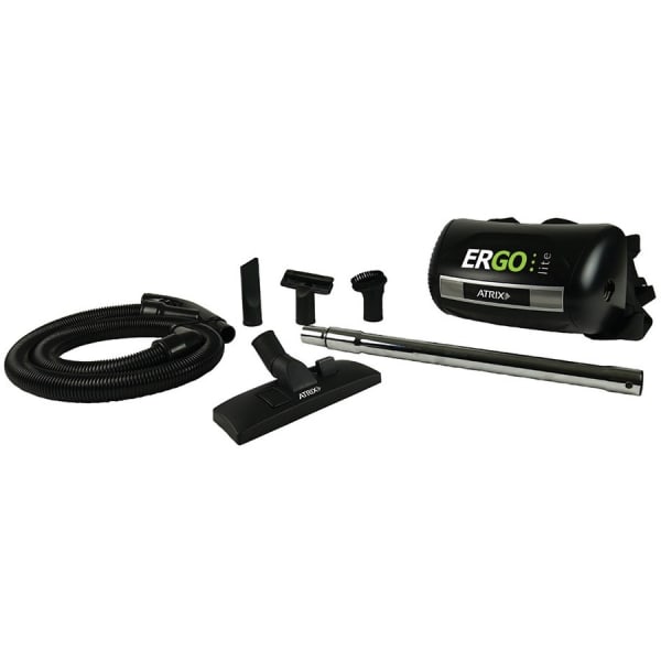 Atrix Ergo Lite HEPA Canister Hip Vacuum, 7-33/64in x 7-49/64in, Black