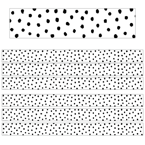 Teacher Created Resources Border Trim, Black Painted Dots On White, 35', Set Of 6 Packs