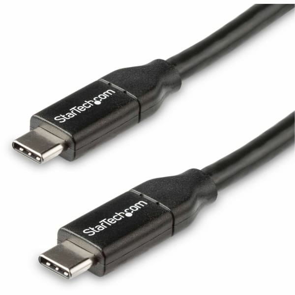 StarTech.com 0.5m USB C to USB C Cable w/ 5A PD - First End: 1 x USB Type C Male Thunderbolt 3 - Second End: 1 x USB Type C Male Thunderbolt 3 - 60 MB/s - Shielding - Nickel Plated Connector - Black