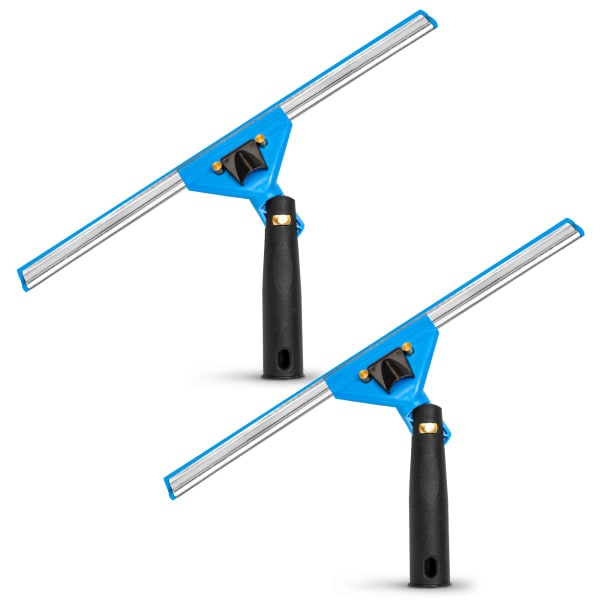 Gritt Commercial Swivel Window Squeegees With Quick Release, 14in, Blue/Silver/Black, Pack Of 2 Squeegees