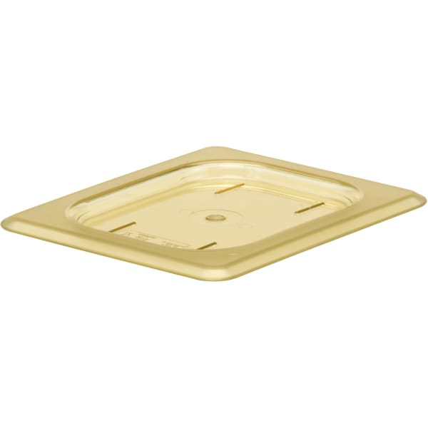 Cambro H-Pan High-Heat GN 1/8 Flat Covers, 3/8inH x 5-1/4inW x 6-3/8inD, Amber, Pack Of 6 Covers
