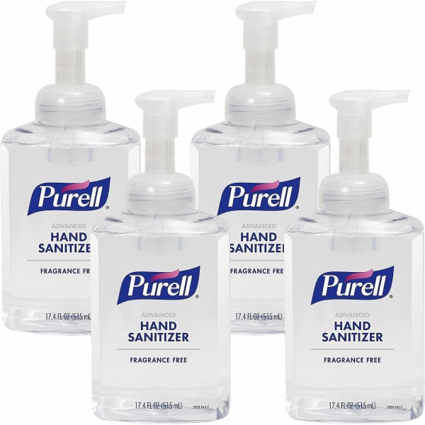 PURELL Hand Sanitizer Foam - 1.09 lb - Pump Bottle Dispenser - Kill Germs - Hand, Skin - Clear - Quick Drying, Fragrance-free - 4 / Carton