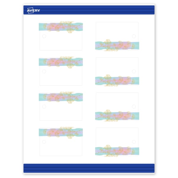 Avery Printable Tags With Sure Feed Technology, 2in x 3in, Matte White With Watercolor/Gold Leaf Design, Pack Of 80