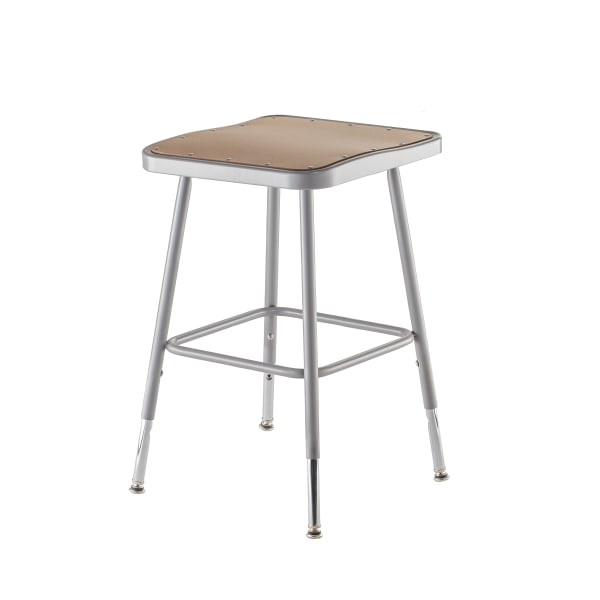 National Public Seating Hardboard Adjustable Height Task Stools, 19inH-26inH, Gray/Brown, Pack Of 2 Stools