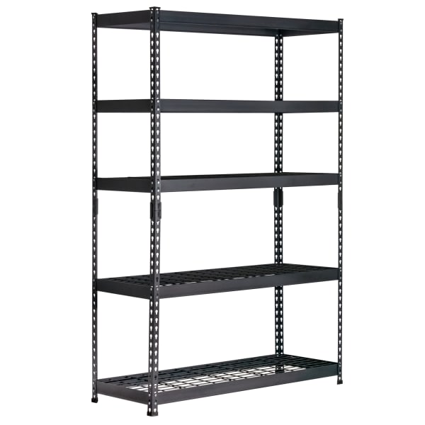 Edsal Muscle Rack Heavy Duty Boltless Steel Shelving Unit With Wire Decking, 5-Shelf, 72inH x 48inW x 24inD, Black