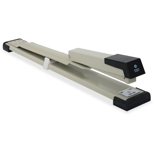 Business Source Long Reach Stapler - Staples Upto 20 Sheet of 20lb Paper - Holds Upto 210 Staple - Full Strip - Staple Size: 0.25in - 12in Throat Depth - Putty, Gray, Black - 1 Each