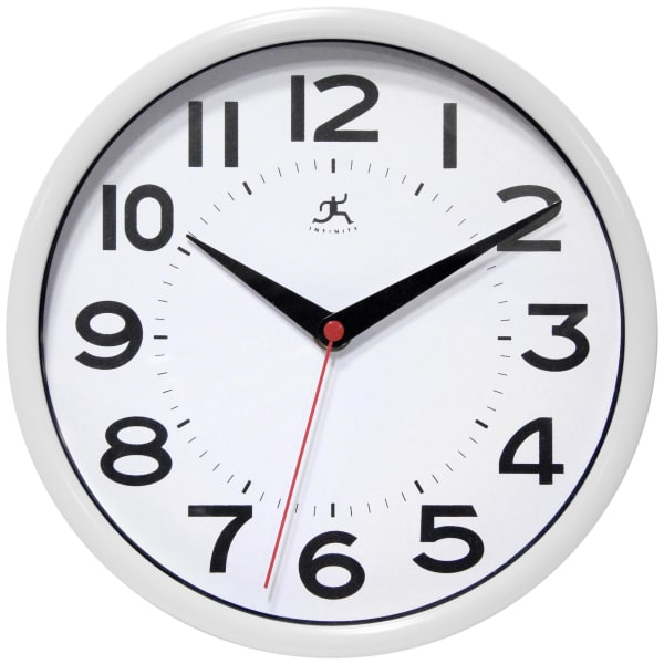 Infinity Instruments Metro Round Wall Clock, 9in, White