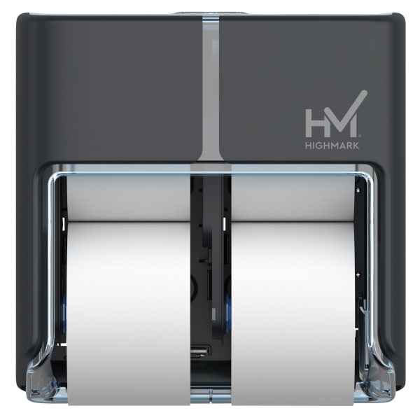 Highmark High-Capacity Bathroom Tissue Dispenser, 4 Rolls, 12inH x 12-5/8inW x 6-5/8inD, Dark Gray