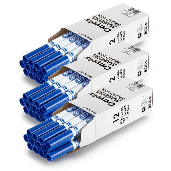 Crayola Bulk Markers, Conical Tip, Blue, 12 Per Pack, Set Of 3 Packs