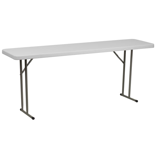 Flash Furniture Kathryn Plastic Folding Training Table, 29inH x 18inW x 72inD, Granite White