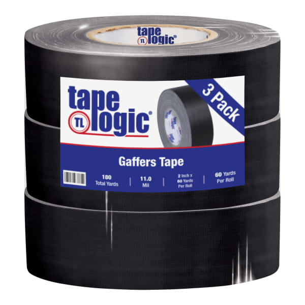 Tape Logic Gaffers Tape, 2in x 60 Yd., Black, Case Of 3 Rolls