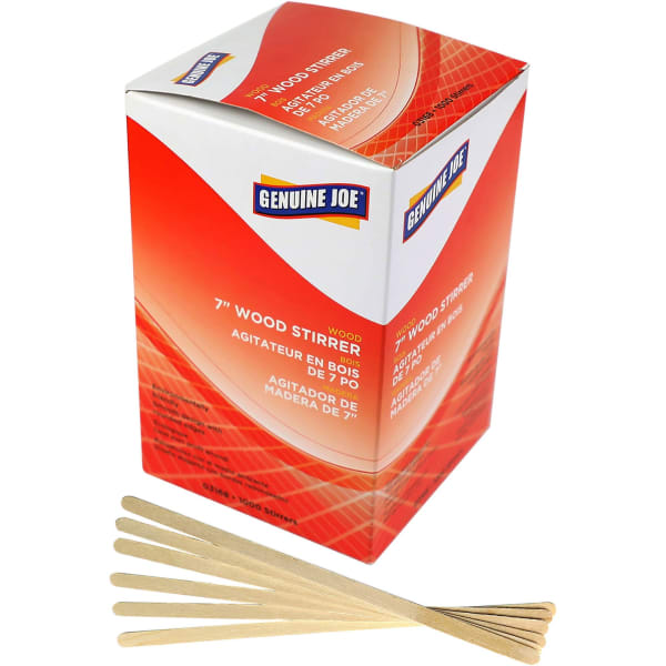 Genuine Joe Wooden Stirrers - 7in Length - Wood - Woodgrain - 1000 / Box