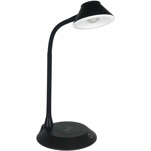 Data Accessories Company MP-323 LED Desk Lamp - 5 W LED Bulb - Adjustable Brightness, Qi Wireless Charging, Flicker-free, Glare-free Light, Dimmable, Touch Sensitive Control Panel, Flexible Neck - Desk Mountable - Black - for Desk, Phone