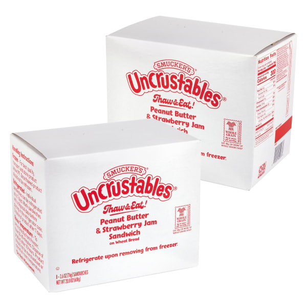 Smuckers Peanut Butter & Strawberry Wheat Uncrustables, 2.6 Oz, Total Qty 16