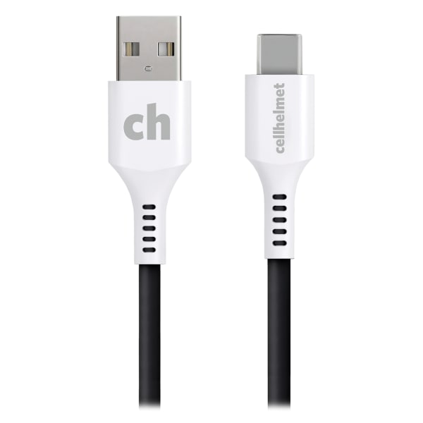 cellhelmet Charge And Sync USB-C To USB-A Round Cable, 6ft, Gray