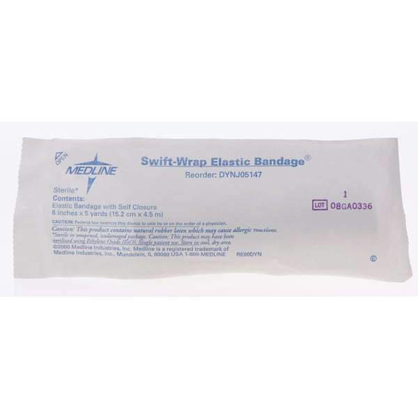 Medline Swift-Wrap Sterile Elastic Bandages, 6in x 5 Yd., White, Pack Of 20