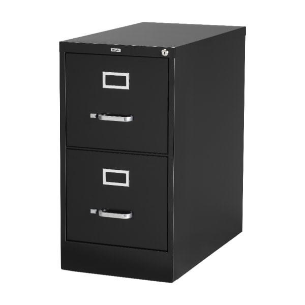 Lorell Fortress 22inD Vertical 2-Drawer Letter-Size File Cabinet, Black