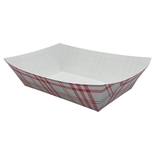 Empress Food Trays, 5 Lb, 17-3/16inH x 12-11/16inW x 9-15/16inD, Red Plaid, 250 Trays Per Pack, Case Of 2 Packs