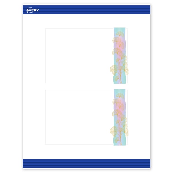 Avery Printable Postcards With Sure Feed Technology, 4in x 6in, Matte White With Watercolor/Gold Leaf Design, Pack Of 20