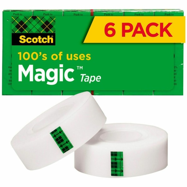 Scotch Magic Tape, 0.75in x 83.34ft, Transparent, Pack Of 6 Rolls