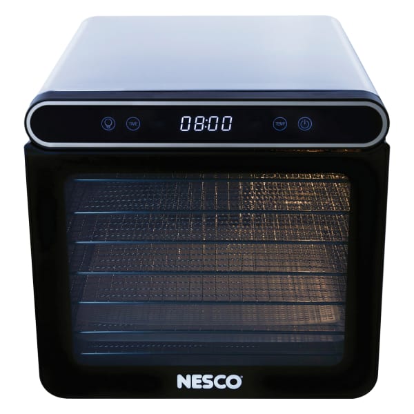 Nesco 600W 7-Tray Stainless Steel Digital Food Dehydrator, 13-1/2inH x 12-1/4inW x 15-3/4inD, Metallic