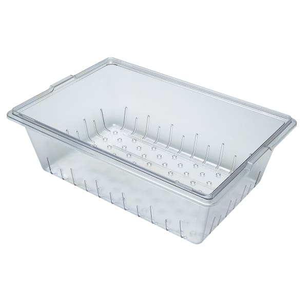 Cambro Camwear Food Box Colander Pans, 5-1/4inH x 18inW x 26inD, Clear, Set Of 6 Pans