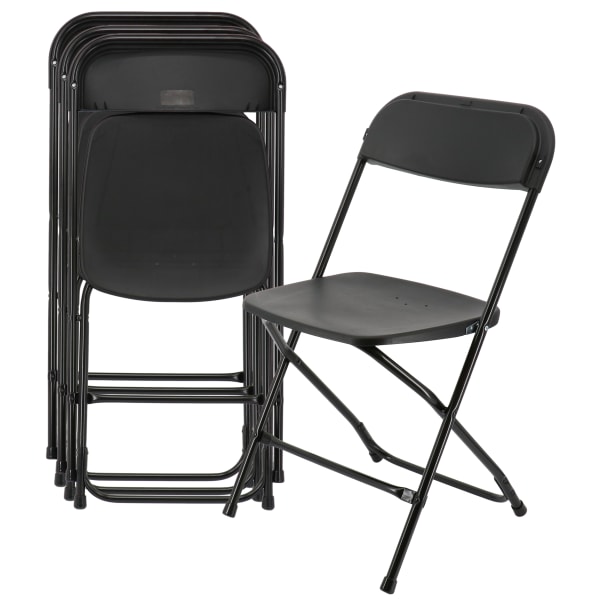Elama Plastic Folding Chairs, Black, Set Of 4 Chairs