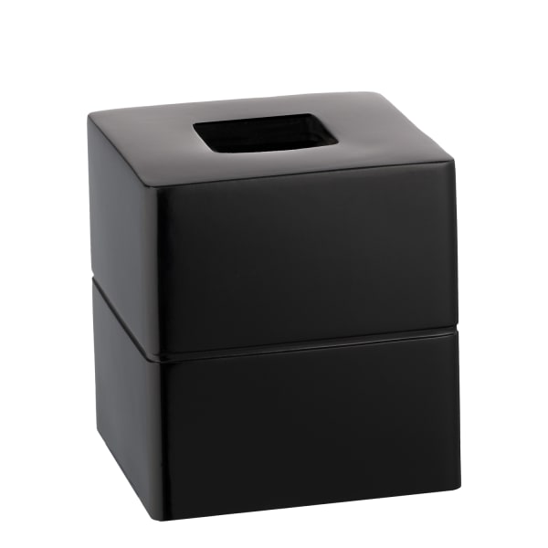 Erwyn Products Malibu Boutique Tissue Box Covers, 5-15/16inH x 5-1/2inW x 5-1/2inL, Black, Total Qty 6