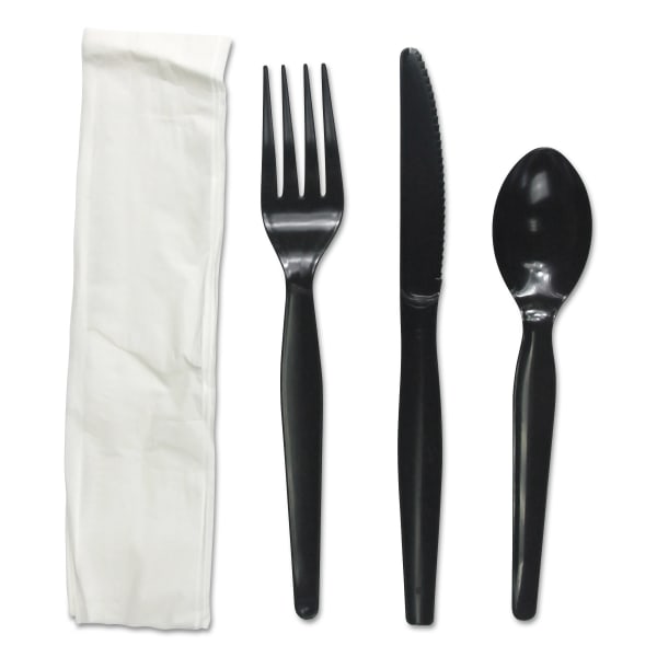 Boardwalk Heavyweight 4-Piece Cutlery Kits, Black, Pack Of 250 Kits