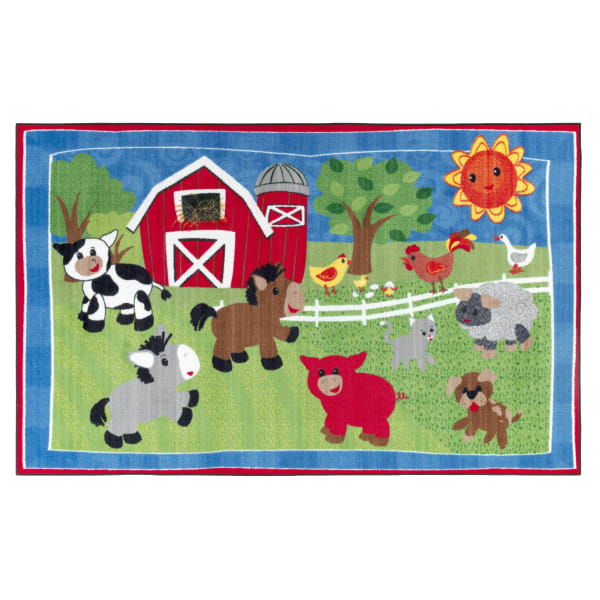 Flagship Carpets Cutie Barnyard Rug, Rectangle, 5ft x 8ft, Multicolor