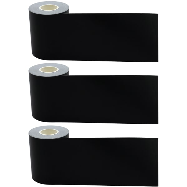 Teacher Created Resources Straight Rolled Border Trim, Black, 50' Per Roll, Pack Of 3 Rolls