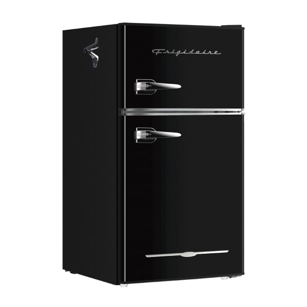 Frigidaire 2-Door Retro 3.2 cu ft Compact Bar Fridge with Freezer and Side Bottle Opener, Black