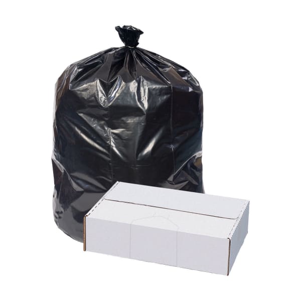 Pitt Plastics Eco-Strong 1.5-mil Can Liners, 56 Gallons, 44in x 55in, Black, 10 Bags Per Roll, Case Of 10 Rolls
