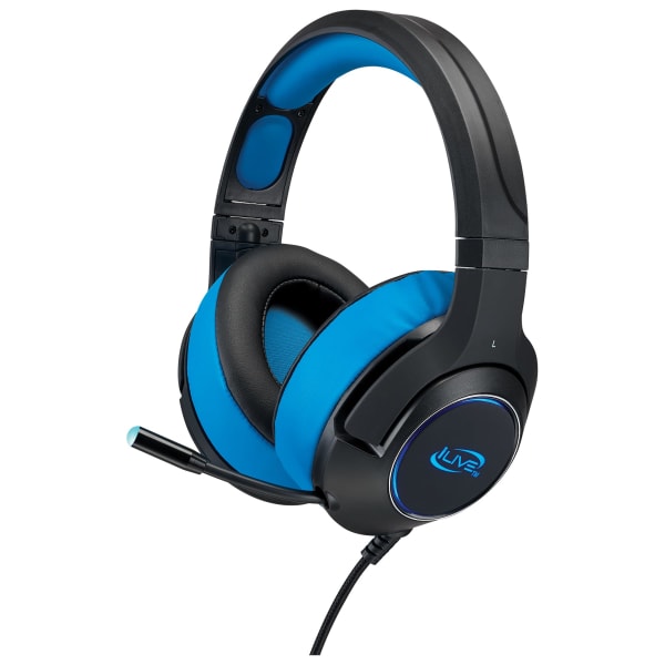 iLive Electronics IAHG49B Over-The-Ear Gaming Headphones, Black/Blue