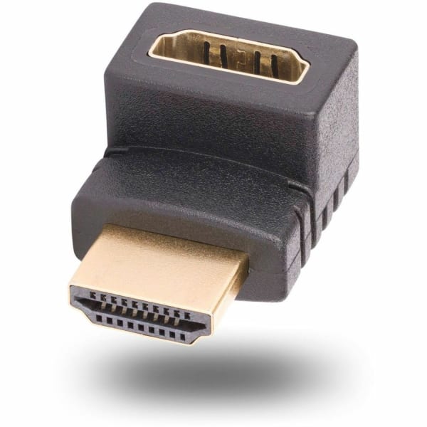 StarTech.com Down Angle HDMI 2.0 Adapter, Male to Female, Vertical 90-Degree Angled HDMI Port Saver, 4K 60Hz, High Speed HDMI Connector Extension