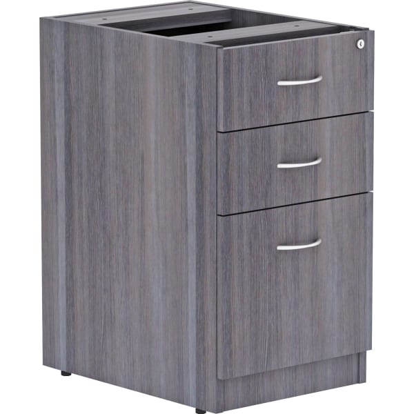 Lorell Essentials 22inD Vertical 3-Drawer Pedestal File Cabinet, Weathered Charcoal