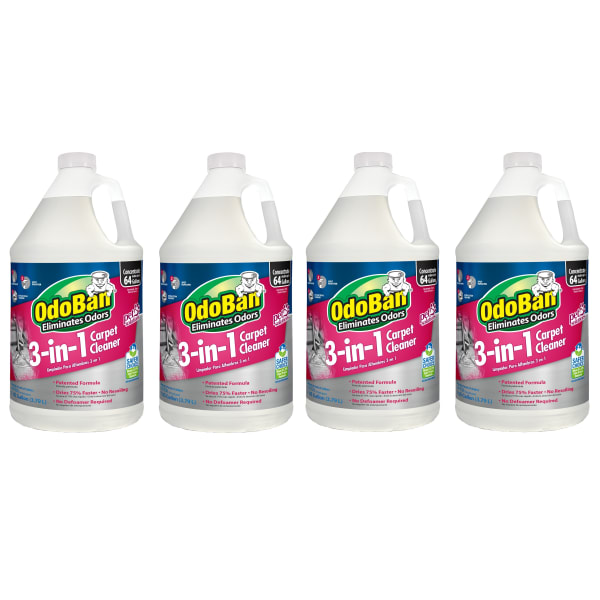 OdoBan 3-In-1 Carpet Cleaner, 1 Gallon, Pack Of 4 Jugs