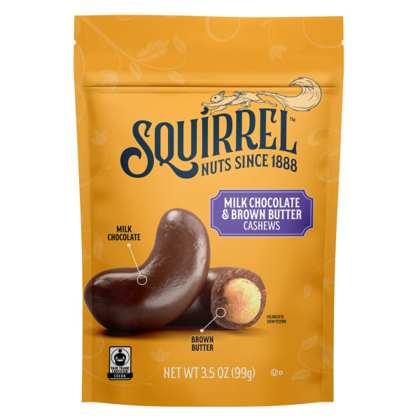 Squirrel Brand Brown Butter Milk Chocolate Cashews, 3.5 Oz, Total Qty 6