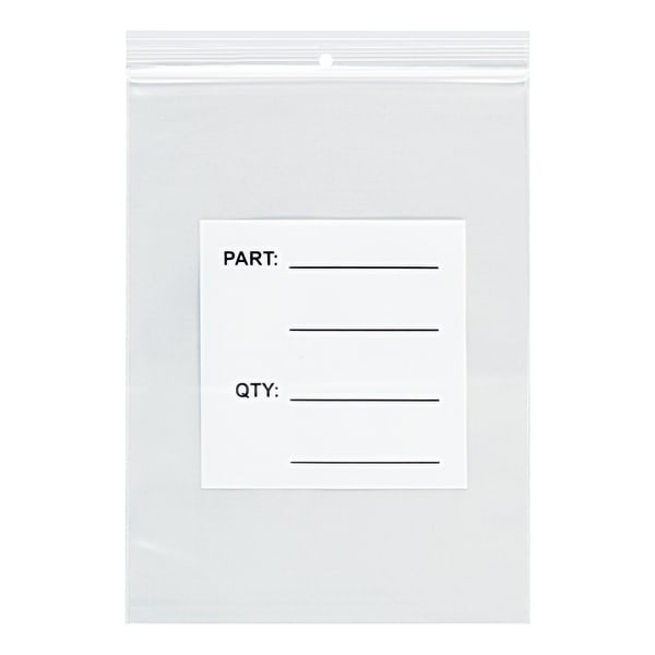 Partners Brand 4 Mil Parts Bags w/ Hang Holes, 5in x 8in, Clear, Case Of 1000