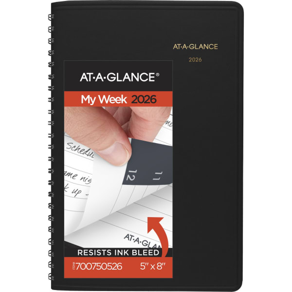 AT-A-GLANCE 2026 Weekly Appointment Book Planner, Black, Small, 5in x 8in