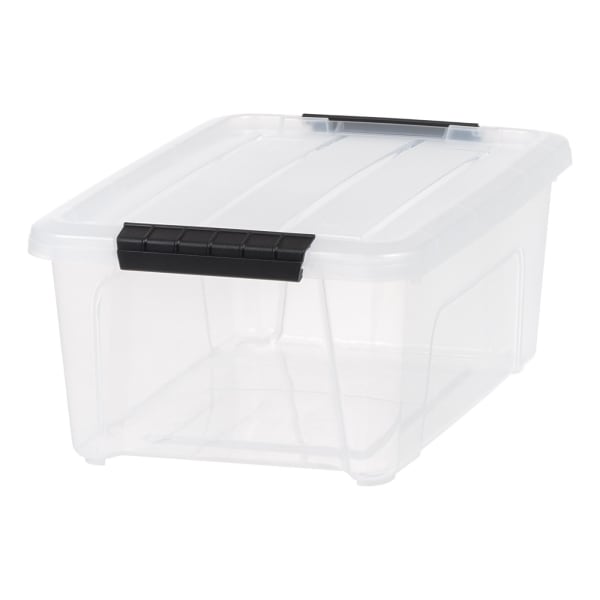 Iris Stack And Pull Totes, 13.5 Qt, Clear, Set Of 6 Totes