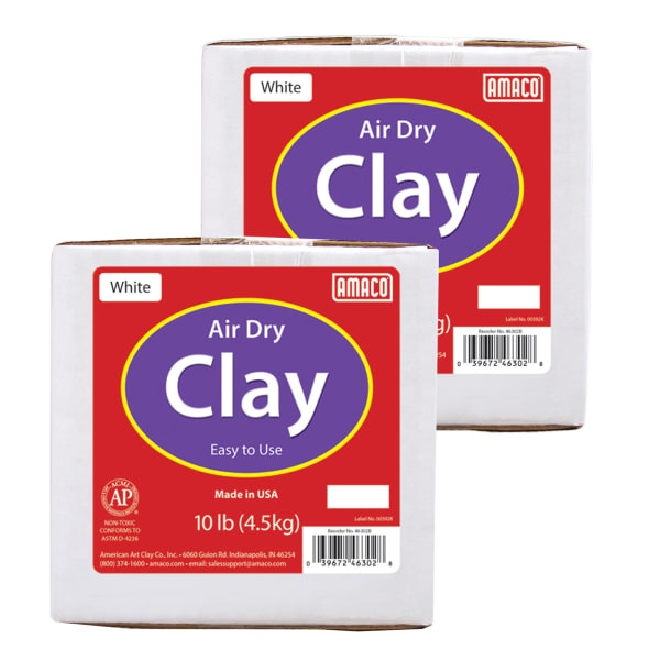 Amaco Air Dry Clay, 10 Lb Per Box, White, Set Of 2 Boxes