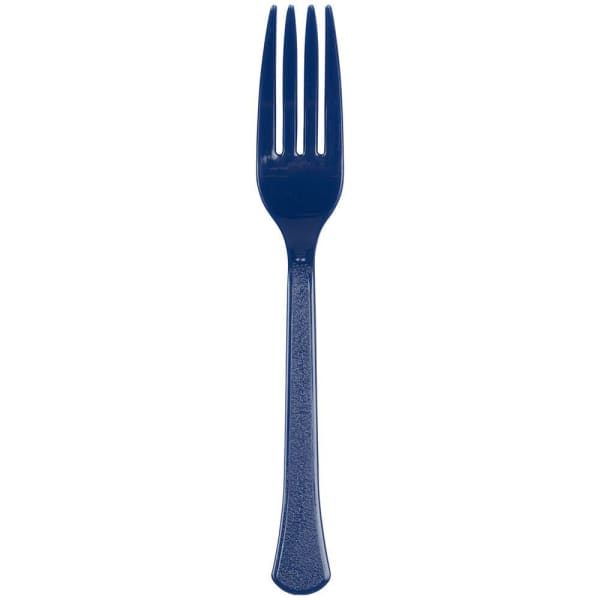 JAM PAPER Premium Utensils Party Pack, Plastic Forks, Navy Blue, 48 Disposable Forks/Pack