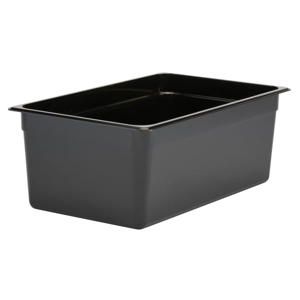 Cambro Camwear GN 1/1 Size 8in Food Pans, 8inH x 12-3/4inW x 20-7/8inD, Black, Set Of 6 Pans