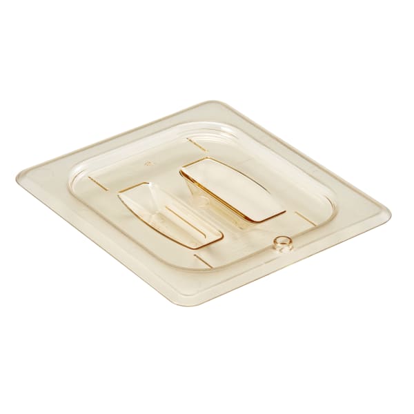 Cambro Camwear 1/6 H-Pan Food Pan Lids With Handles, Amber, Set Of 6 Lids