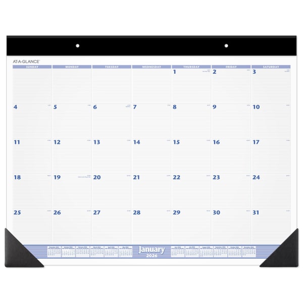 AT-A-GLANCE 2026 Monthly Desk Pad Calendar, Blue and Gray, Large, 24in x 19in