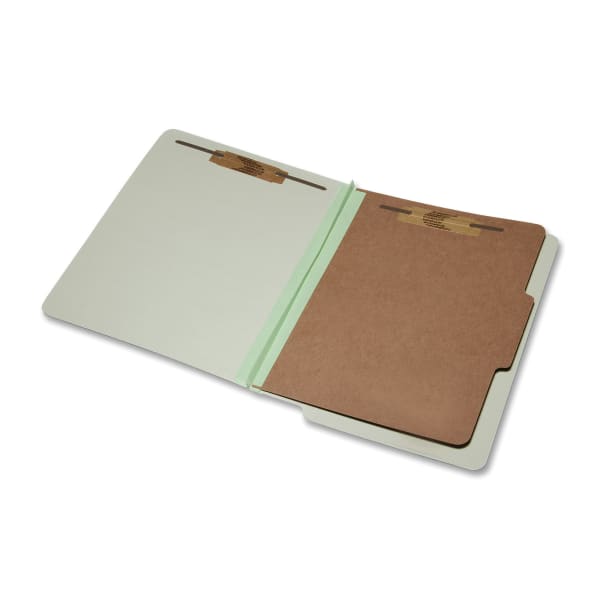 SKILCRAFT End-Tab 2in Prong Classification Folders, Letter Size, 30% Recycled, Light Green, Box Of 10 (AbilityOne 7530-01-590-7106)