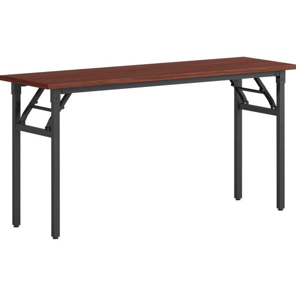 Lorell Folding Melamine Training Table, 30inH x 60inW x 18inD, Black/Mahogany